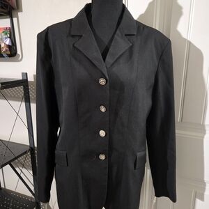 Devon-Aire Dressage Coat-Elegant Black Blazer with Silver Accents